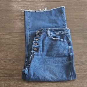 tea n rose High-Rise Button-Fly Jeans in Dark Blue